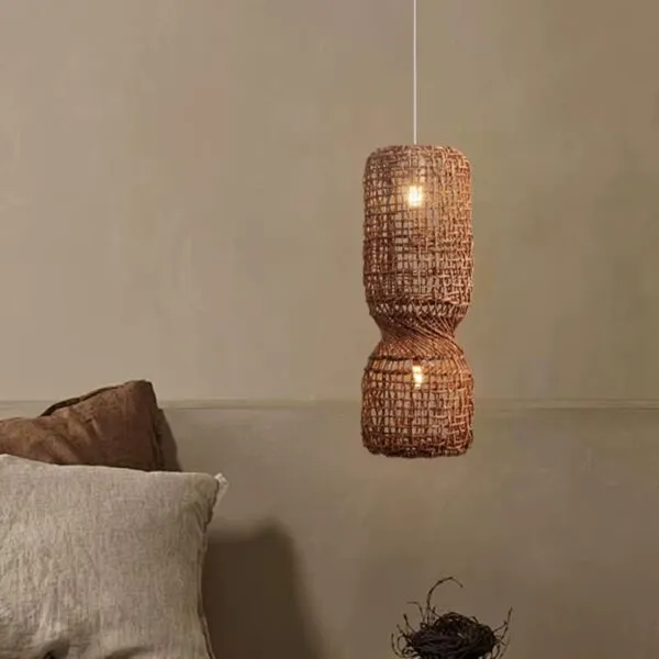 Deckenleuchte aus Rattan im japanischen Stil