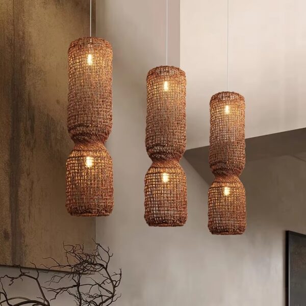Deckenleuchte aus Rattan im japanischen Stil