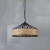 Deckenleuchte im Industrie-Look mit schwarzem Gestell und Rattanschirm Deckenleuchte im Industrie-Look mit schwarzem Gestell und Rattanschirm