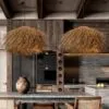 Design-Hängelampe aus Rattan