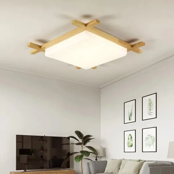 Elegante quadratische Holz-Hängelampe Elegante quadratische Holz-Hängelampe
