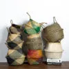 Faltbarer Aufbewahrungs-Übertopf aus handgeflochtenem Weidenholz und Rattan mit rechteckigem Muster Faltbarer Aufbewahrungs-Übertopf aus handgeflochtenem Weidenholz und Rattan mit rechteckigem Muster