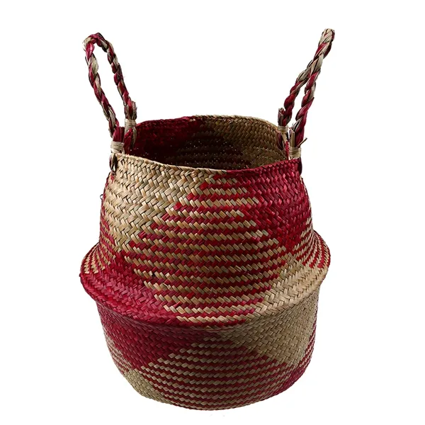 Faltbarer Aufbewahrungs-Übertopf aus handgeflochtenem Weidenholz und Rattan mit rechteckigem Muster Faltbarer Aufbewahrungs-Übertopf aus handgeflochtenem Weidenholz und Rattan mit rechteckigem Muster