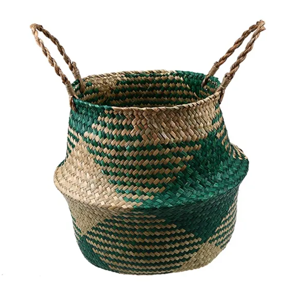 Faltbarer Aufbewahrungs-Übertopf aus handgeflochtenem Weidenholz und Rattan mit rechteckigem Muster Faltbarer Aufbewahrungs-Übertopf aus handgeflochtenem Weidenholz und Rattan mit rechteckigem Muster