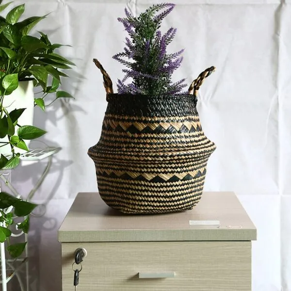 Faltbarer Aufbewahrungskorb aus Weide im Boho-Stil fürs Badezimmer Faltbarer Aufbewahrungskorb aus Weide im Boho-Stil fürs Badezimmer