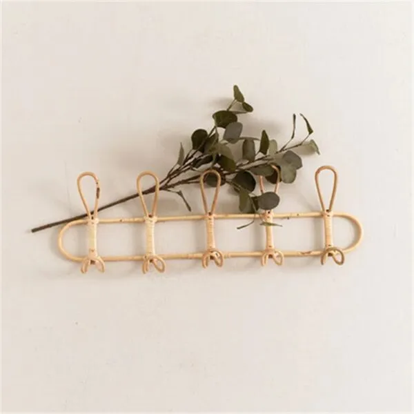 Garderobenhaken aus Rattan, 5 Haken Garderobenhaken aus Rattan, 5 Haken
