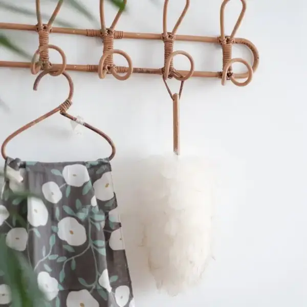 Garderobenhaken aus Rattan, 5 Haken, Vintage-Stil Garderobenhaken aus Rattan, 5 Haken, Vintage-Stil