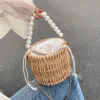 Geflochtene Rattan Handtasche im Korbdesign