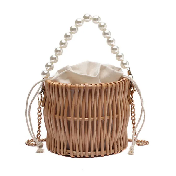 Geflochtene Rattan Handtasche im Korbdesign