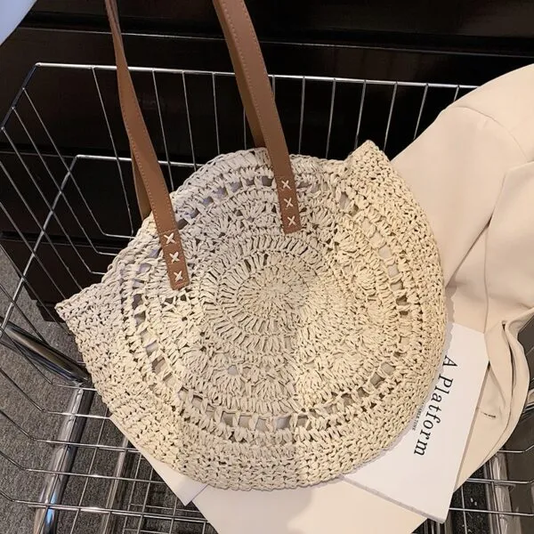 Geflochtene Strandtasche in Naturbeige Geflochtene Strandtasche in Naturbeige