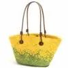 Geflochtene Strohtasche in Gelb und Grün Geflochtene Strohtasche in Gelb und Grün