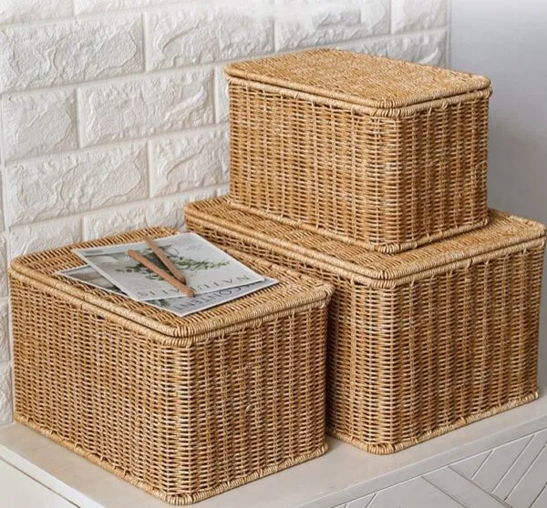 Geflochtener Aufbewahrungskorb aus Rattan Geflochtener Aufbewahrungskorb aus Rattan