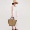 Große geflochtene Rattan-Handtasche