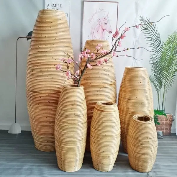 Große Naturvase aus Bambus Große Naturvase aus Bambus