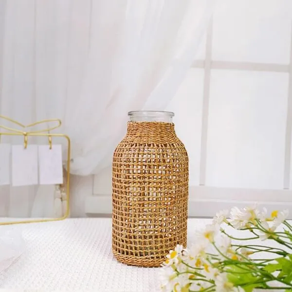 Große Weidenvase mit Glaseinsatz Große Weidenvase mit Glaseinsatz