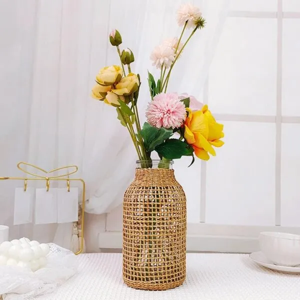 Große Weidenvase mit Glaseinsatz Große Weidenvase mit Glaseinsatz