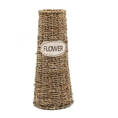 Großer gerader Rattan-Vase mit Flower-Schriftzug Großer gerader Rattan-Vase mit Flower-Schriftzug