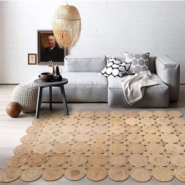 Großer Kunst-Osier-Teppich mit handgeflochtenem Muster