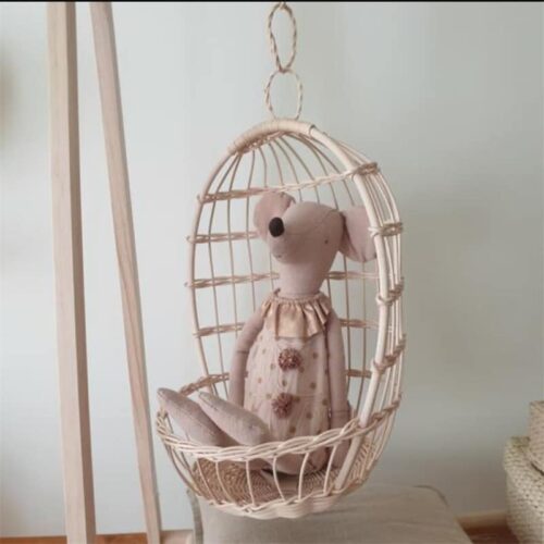 Hängeaufbewahrungskorb aus Rattan für Spielzeug, nordisch