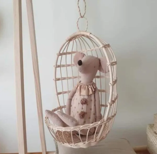 Hängeaufbewahrungskorb aus Rattan für Spielzeug, nordisch