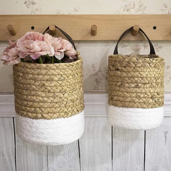 Hängekorb aus Rattan für Pflanzen Hängekorb aus Rattan für Pflanzen