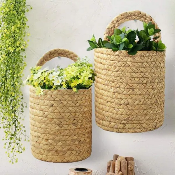 Hängekorb aus Rattan für Pflanzen Hängekorb aus Rattan für Pflanzen