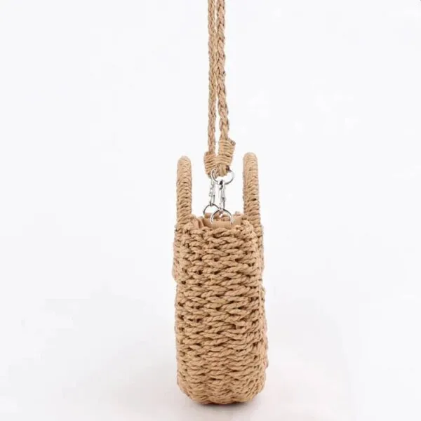 Halbrunde Rattan-Umhängetasche Halbrunde Rattan-Umhängetasche