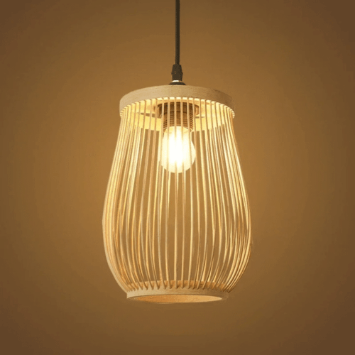 Handgefertigte Pendelleuchte im chinesischen Stil mit Rattan-Optik