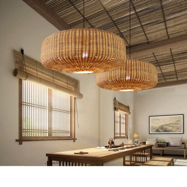 Handgefertigte Retro-Hängelampe aus Rattan im chinesischen Stil Handgefertigte Retro-Hängelampe aus Rattan im chinesischen Stil