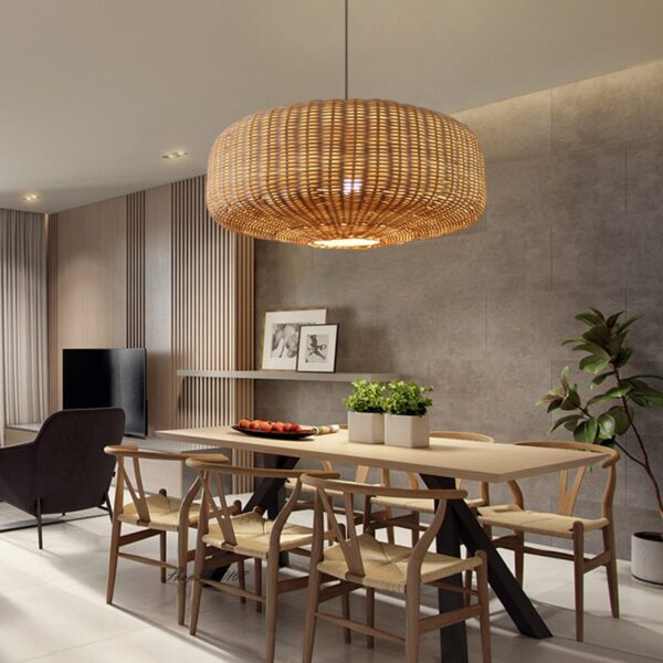 Handgefertigte Retro-Hängelampe aus Rattan im chinesischen Stil Handgefertigte Retro-Hängelampe aus Rattan im chinesischen Stil