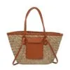 Handgefertigte Strohtasche für den Sommer, groß, braun, für Damen Handgefertigte Strohtasche für den Sommer, groß, braun, für Damen