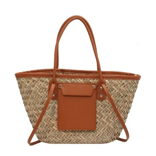 Handgefertigte Strohtasche für den Sommer, groß, braun, für Damen Handgefertigte Strohtasche für den Sommer, groß, braun, für Damen