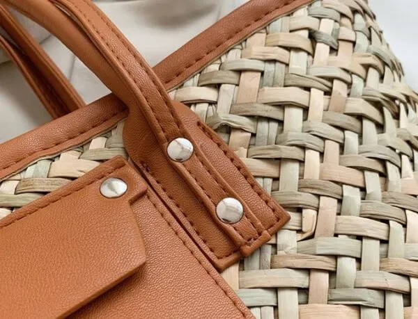 Handgefertigte Strohtasche für den Sommer, groß, braun, für Damen Handgefertigte Strohtasche für den Sommer, groß, braun, für Damen