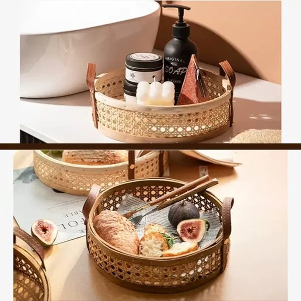 Handgeflochtene Rattan-Tabletts im Nordischen Stil Handgeflochtene Rattan-Tabletts im Nordischen Stil