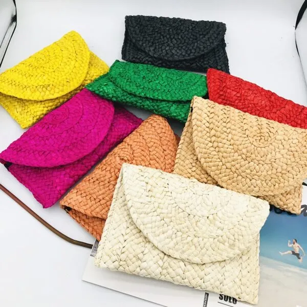 Handgeflochtene Stroh-Clutch für Damen Handgeflochtene Stroh-Clutch für Damen