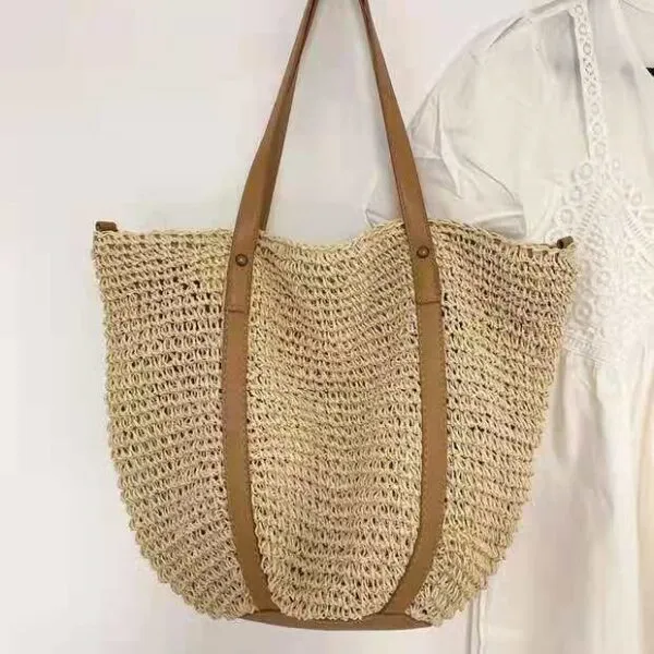 Handgeflochtene Strohtasche für Damen Handgeflochtene Strohtasche für Damen
