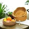 Handgeflochtener Aufbewahrungskorb aus Rattan und Weide, rund Handgeflochtener Aufbewahrungskorb aus Rattan und Weide, rund
