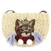 Handgeflochtener Korb mit Katzenmotiv Handgeflochtener Korb mit Katzenmotiv