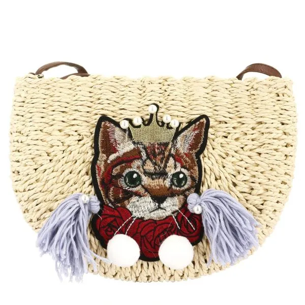 Handgeflochtener Korb mit Katzenmotiv Handgeflochtener Korb mit Katzenmotiv