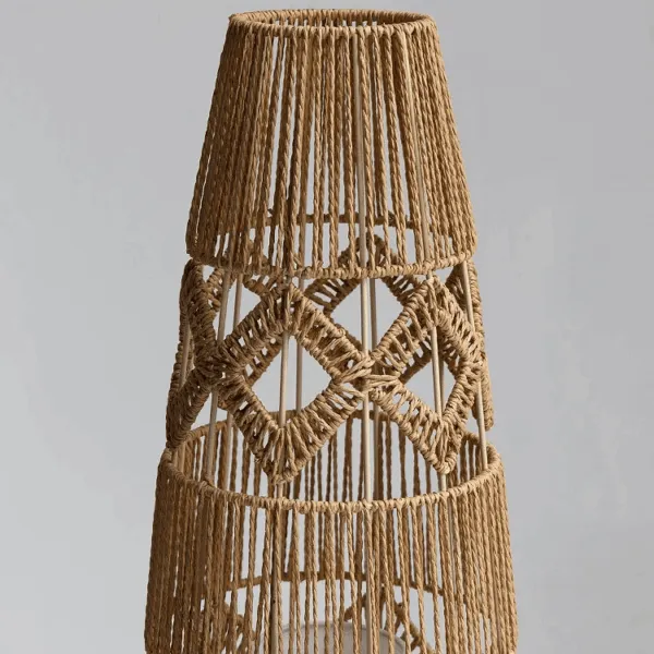Handgeflochtener LED-Stehleuchten-Schirm aus Rattan