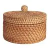 Handgeflochtener Rattan-Aufbewahrungskorb mit Deckel Handgeflochtener Rattan-Aufbewahrungskorb mit Deckel