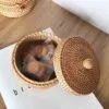 Handgeflochtener Rattan-Aufbewahrungskorb mit Deckel Handgeflochtener Rattan-Aufbewahrungskorb mit Deckel