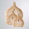 Handgeflochtener Rattan-Hängelampe im chinesischen Vintage-Stil