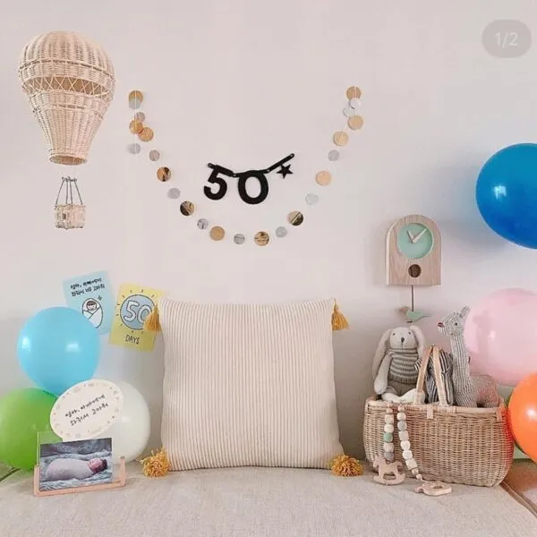 Handgeflochtener Rattan-Luftballon fürs Babyzimmer Handgeflochtener Rattan-Luftballon fürs Babyzimmer