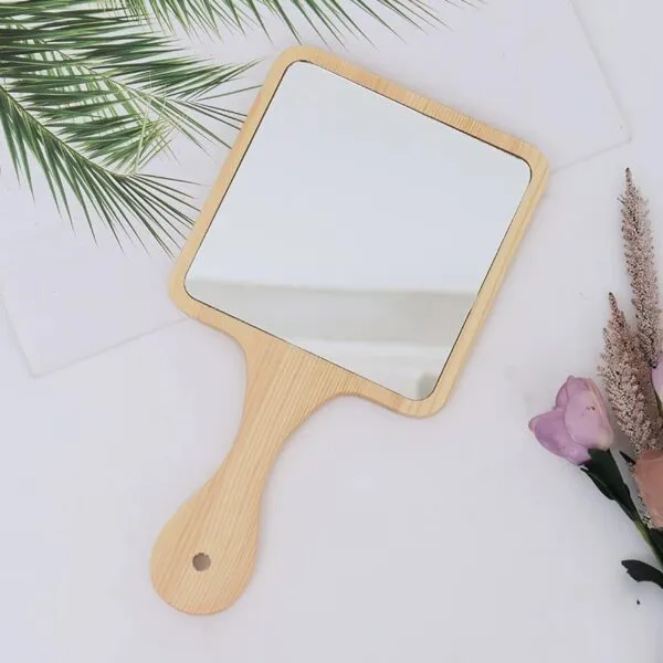 Handspiegel mit Holzgriff, eckig Handspiegel mit Holzgriff, eckig
