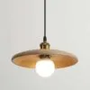 Holz-Hängelampe mit Bogenform Holz-Hängelampe mit Bogenform