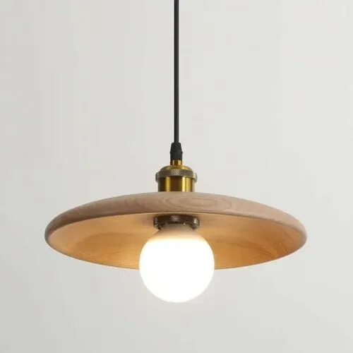 Holz-Hängelampe mit Bogenform