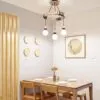 Industrielle Holz-Deckenleuchte mit drei LED-Lampen Industrielle Holz-Deckenleuchte mit drei LED-Lampen