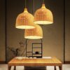 Japanische Hängelampe aus Rattan