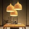 Japanische Hängelampe aus Rattan